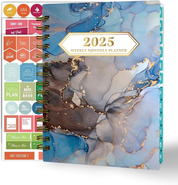 Ymumuda 2025 Planner - JAN.2025 - DEC. 2025, 12-Month Academic Planner, 8.4" X 6", Spiral Bound, Blue Marble