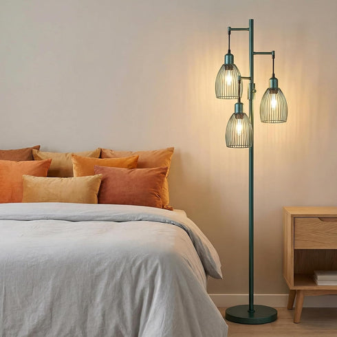 Dimmable 3 800 Bulbs Torondo Industrial Floor Lamps for Living Room, Green Tree Standing Tall Lamps with Elegant