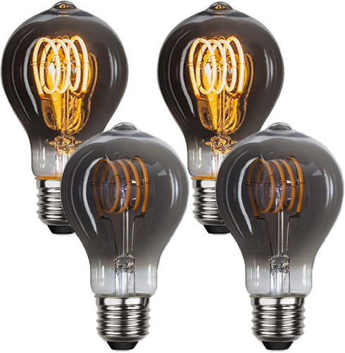A19 Vintage Edison Filament Light Bulb, Warm White Antique Flexible Spiral, E26 Base, 4 Pack