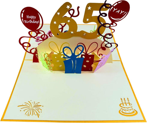 iGifts And Cards Happy 65th Birthday 3D Pop Up Greeting Card - Unique Celebration for Husband, Wife, Best Friend