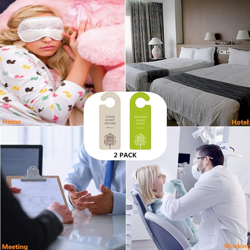 Do Not Disturb Door Hanger Sign, Please Do Not Disturb Door Knob Sign for Office, Home, Clinic, 2 Pack (Grey and Green)