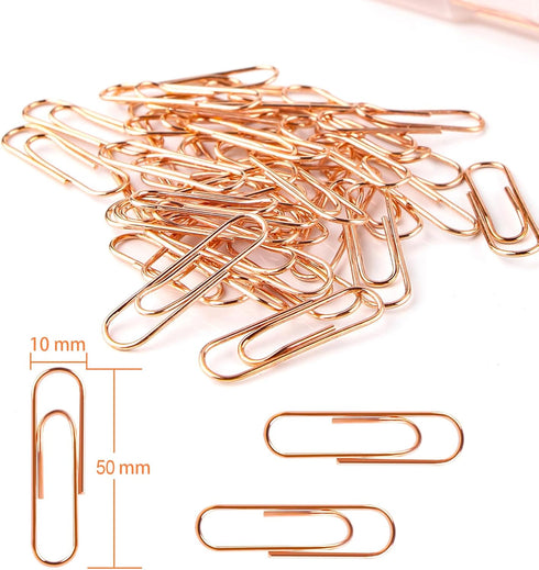 Rose Gold Paper Clips 200 pcs Smooth Finish Steel Wire Paperclips 50mm Medium Size for Document Organizing and Classifying Office Supplies (50mm Rose Gold) by Yalis