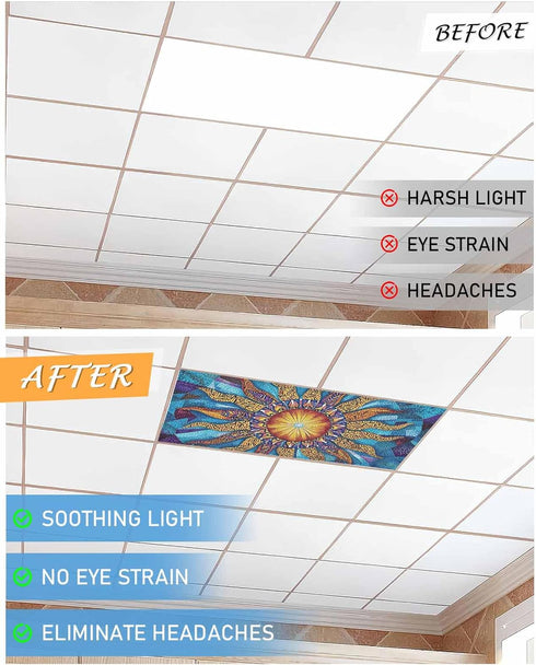 Futuregrace Ceiling,4 Pack 4x2 Magnetic Light Cover for Classroom Drop Ft Abstract Sun Flame Colorful Texture