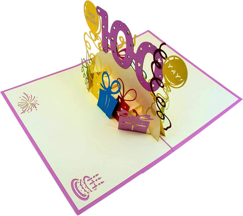 iGifts And Cards Happy 100th Birthday 3D Pop Up Greeting Card, Special Occasion, Celebration for Husband, Wife, Friend