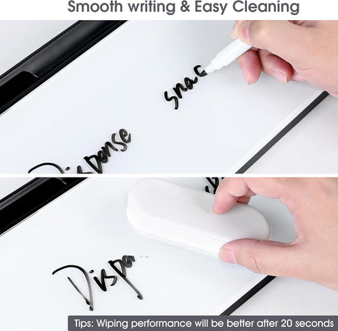 Varhomax Small Glass Desk Whiteboard, Dry Erase Board with Storage Caddy for Office and Home