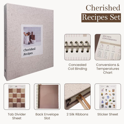 Blank Recipe Notebook: Linen Hardcover Cookbook to Organize Your Recipes, 200 Page Recipe Journal