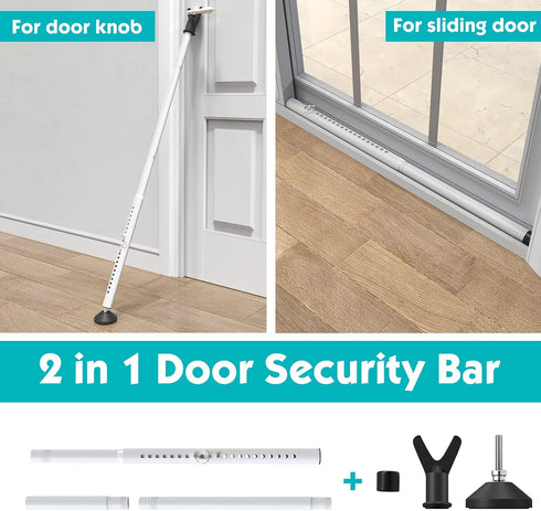 (2PCS) Door Security Bar,Sliding Door Lock Bar with Anti Lift Lock,Adjustable Sliding Door Security Bar for House