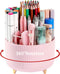 Desk Pencil Pen Holder, 5 Slots 360° Degree Rotating Organizer for Desk, Cute Pencil Cup Pot for Office, Pink