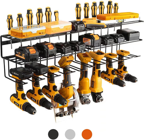YueTong Power Tool Organizer for Tool Storage, Heavy Duty Wall Mount Rack with Shelf for Garage Organization (2 Pack)