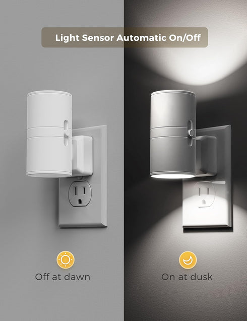 Dimmable 2 Pack L LOHAS LED Bright Night Light, Night Lights Plug into Wall, Daylight White, Nightlight Plug in White