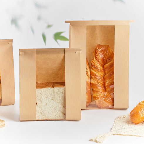 50 13.7 8.2 3.5 Inches Ohuimrt PCS Large Paper Bread Bags for Sourdough Bread, x x Bakery Bags with Window, Homemade