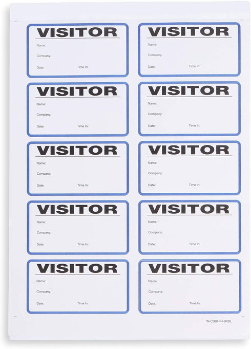 Blue Summit Supplies Visitor Badge Log Book with Duplicate Record, 250 Stickers per Pack, School Visitor Stickers