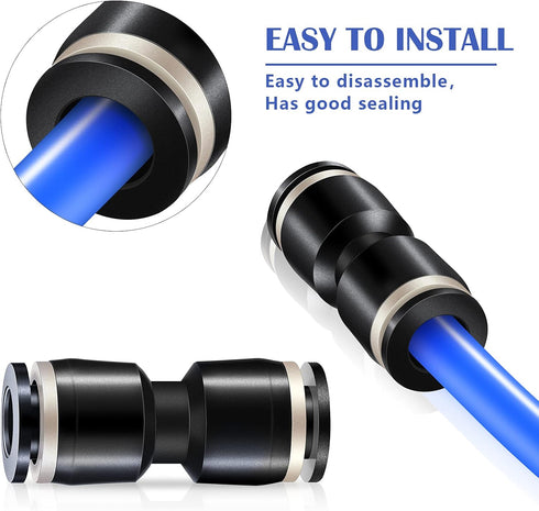 Hotop Push to Connect Fittings Air Line Kit, 60 Pieces Quick Release Connectors, 15 Splitters, 15 Elbows, 15 Tee