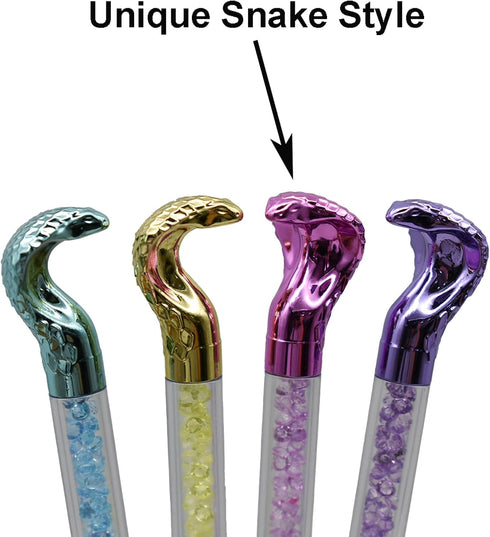 Maydahui 24 PCS Snake Shaped Ballpoint Pens, Novelty Cobra Pen, Retractable Bling Rhinestones, Colorful Crystal