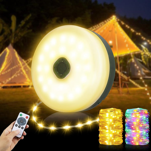Camping String Lights 33ft 100LED, 4 in 1 Rechargeable 100LED Outdoor Tent