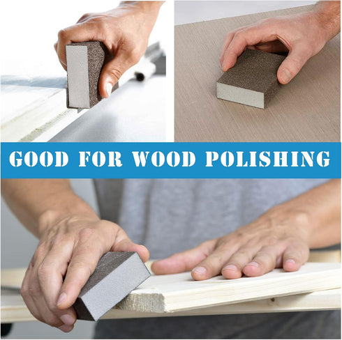 Jamiikury 16Pcs 120 Grit Sanding Blocks, Fine Sanding Sponge Washable and Reusable, Wet Dry Sandpaper Sponge for Wood