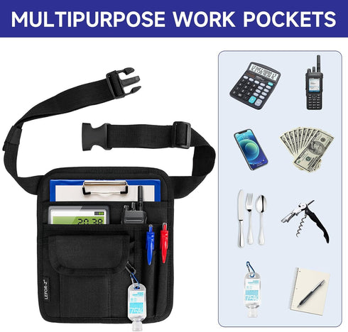 LEFORZ Pack Server Waist Money Pouch Bag Restaurant Utility Tool Belt Apron with Adjustable Belt for Waiter Waitress