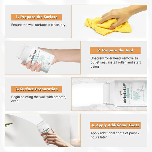 VERNY Portable Wall Paint Tool - for Effortless Cleaning & Pristine Walls, Small Roller Brush Repair Kit, Water-Based, Low VOC & Non-Toxic, Ready to Use, Elevate Home Aesthetics (White)