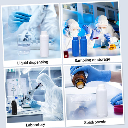 PE Plastic Food Grade Bottles - Wide Mouth Lab Reagent Container, Liquid/Solid Sample Storage (Translucent, 34oz)