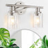 Apenath 2-Light Wall Sconce Light Fixtures, Brushed Nickel Finish Wall Light with Clear
