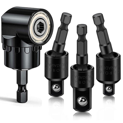 Flexible Drill Bit Extension Set with Right Angle Drill Attachment, 360 Rotatable Socket Adapter Sets