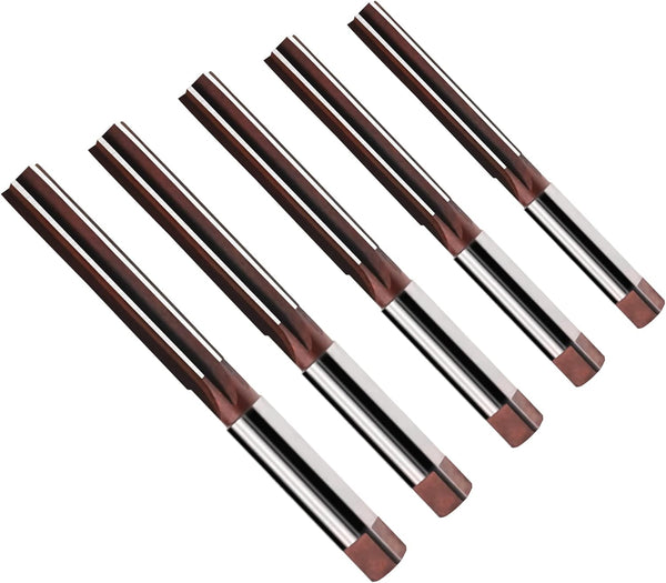 5 PCS Hand Reamer Set Metric H8 Accuracy Alloy Tool Steel 9Crsi, 6 Flutes Straight Shank Milling Cutter