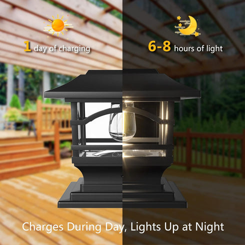 4x4 5x5 6x6 (1 Pack) Davinci Lighting Edison Solar Outdoor Post Cap Lights - - Bright LED Light for Fence Deck Garden
