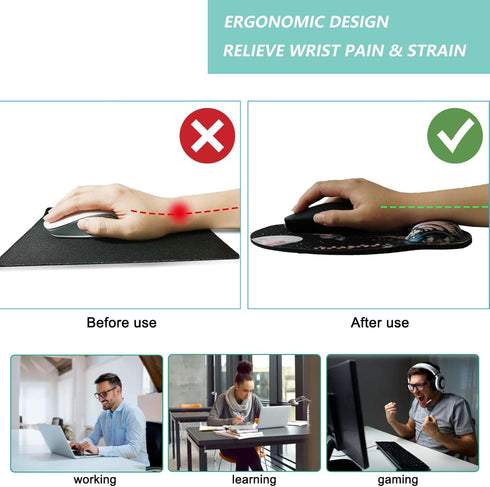 Mouse Pad with Wrist Support, Ergonomic Mouse Pad with Memory Foam Wrist Rest Cushion, Non-slip Rubber Base Gaming Mice Pad for Home Office Computer Laptop, Snail by LIZPARE