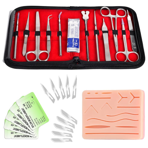 Suture Practice Kit for Medical Students, Large Silicone Pad 14 Pre-Cut Wounds,