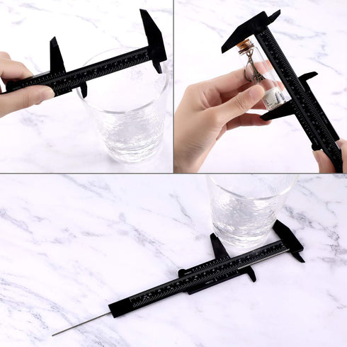 Honoson 10 Pieces Mini Plastic Caliper Vernier Caliper Measuring Tool, 150 mm, 0-6 Inch, Black for Students.