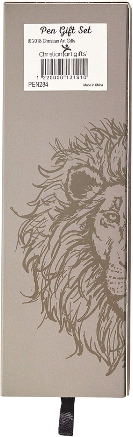 Christian Art Gifts Medium Ballpoint Black Ink Pen in Box for Men: Strong & Courageous - Joshua 1:9 Inspirational