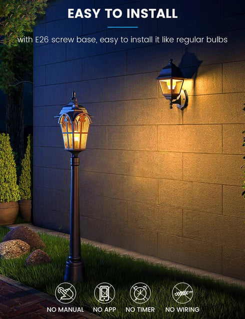 Dusk to Dawn LED Light Bulbs Outdoor, 13W Ultra Bright (100W Equivalent), 2700K Soft White, Auto On/Off, 2 Pack