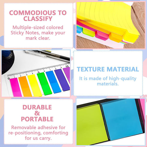 Sticky Notes Set, 710 Pack, Divider Sticky Notes for School, Office, Planner, and Book Notes