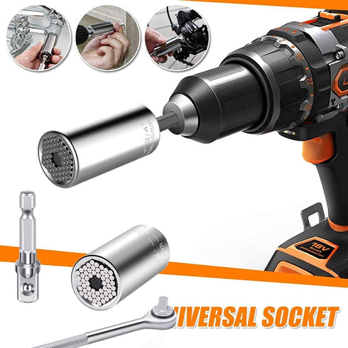 Prowin 3pcs Universal Socket Wrench Ratchet Tool Sets for Men, Father's Day Gifts, Power Drill Adapter, Retract to Form