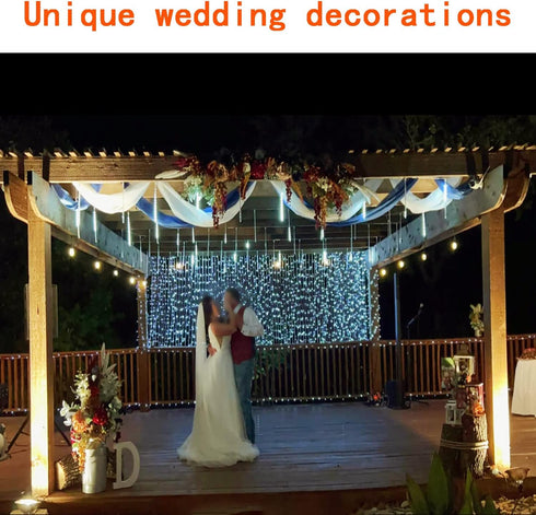 8 Kwaiffeo Christmas Lights Outdoor, Tubes Meteor Shower Lights LED Snow Falling Icicle Cascading Light for Xmas Tree