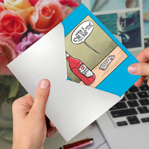 NobleWorks Funny Father's Day Card with Envelope, Humor Greeting Card for Dads, Stepdad, Grandpa - Ketchup Dad C7290FDG