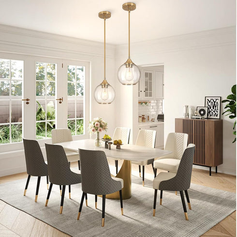Shade,6.29" 1Light Pendant Lights Kitchen Island,Farmhouse Gold Pendant Light with Clear Glass Globe Glass Pendant