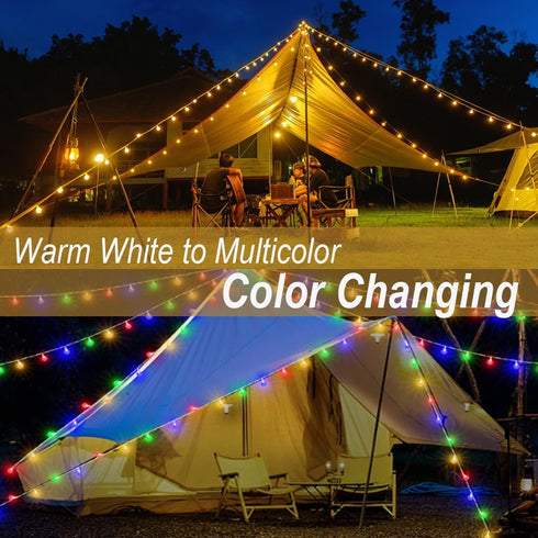 40ft 80 Mocalido Globe String Lights Battery Operated Outdoor, LEDs Hanging Lights with Remote, Warm White & Multicolor