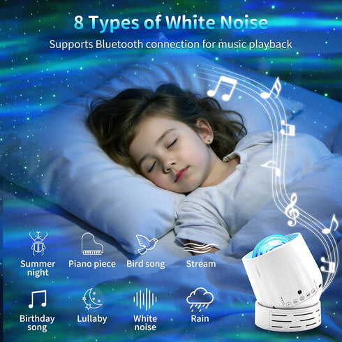 SUNFUCAN 4 Northern Lights Projector Galaxy Projector,with Bluetooth Speaker and White Noise Star Projector, Aurora