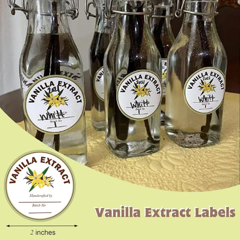 SMARSTICKER 2 inch Vanilla Extract Labels, Round Circle Gloss White Labels for Homemade Vanilla Bottles (250pcs)
