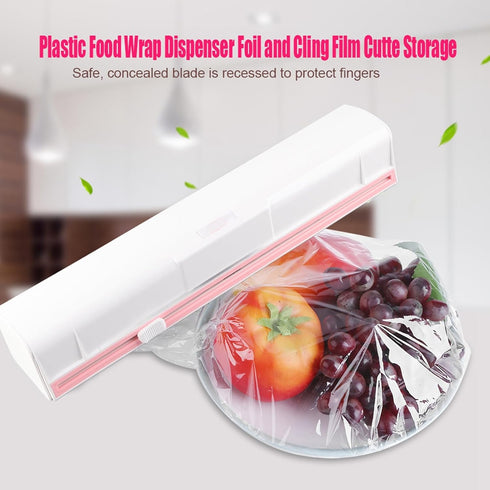 Cling Film Cutter, Professional Refillable Food Wrap Dispenser with Slide Cutter