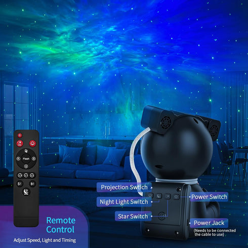 Cayclay Astronaut Galaxy Projector, Star Projector with Timer and Remote, Night Light with Moon Lamp, LED Nebula Lamp