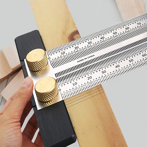 Ultra Precision Woodworking Marking T Rulers, Layout Work Scribe Line Ruler with Holes, Carpenter Measuring Tool (200mm)
