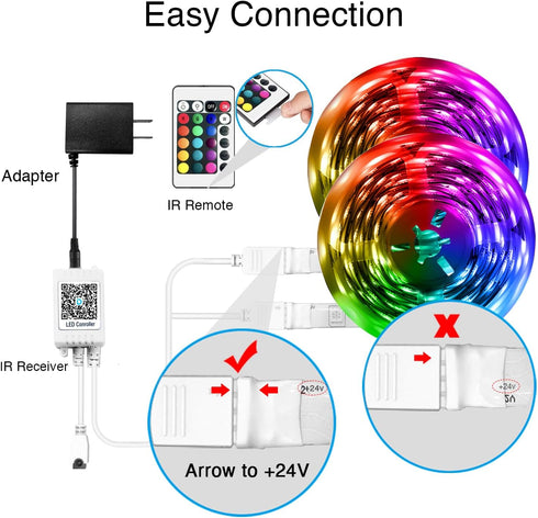 100 5050 Party(2 50 DAYBETTER Led Strip Lights ft Smart with App Remote Control, RGB for Bedroom, Living Room, Home