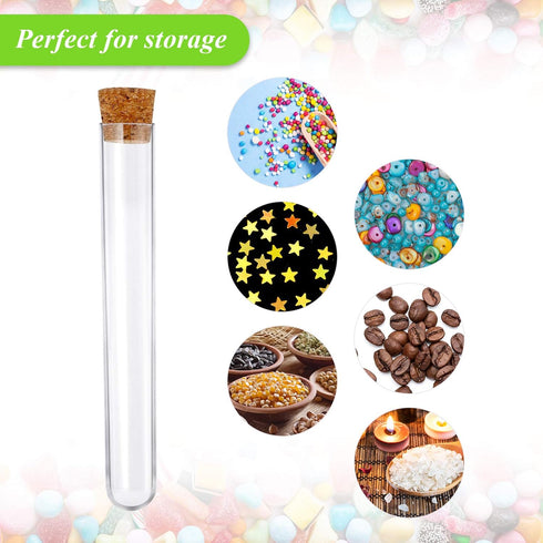 Weewooday 20 Pieces Plastic Test Tubes with Cork Stoppers - Halloween Science Party Storage Containers