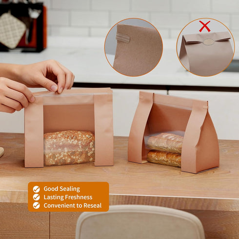 100 10.244.3310.24 80g 100 Bread Bags with Window Pcs Sourdough Homemade Bread Bags, in, Kraft Paper with Waterproof PE