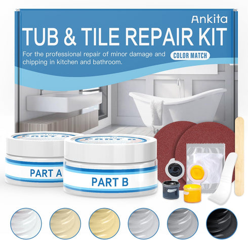 3.7oz Fiberglass Tub Repair Kit (Color Match) for Shower, Sink, Bathtub, Quick Fix for Cracks, Chips, Almond