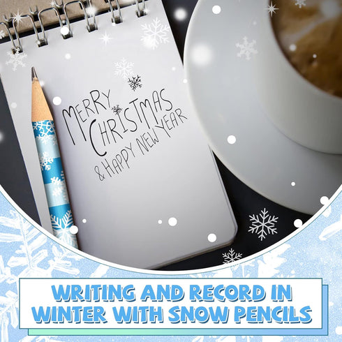 Sherr 144 Pieces Snowflake Pencils Bulk, Winter Pencils for Holiday Thanksgiving Christmas Birthday Present Party Favor