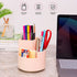 Desk Pencil Pen Holder, 3 Slots 360-Degree Rotating Organizer for Home, Office, School, Kids, Peach Pink