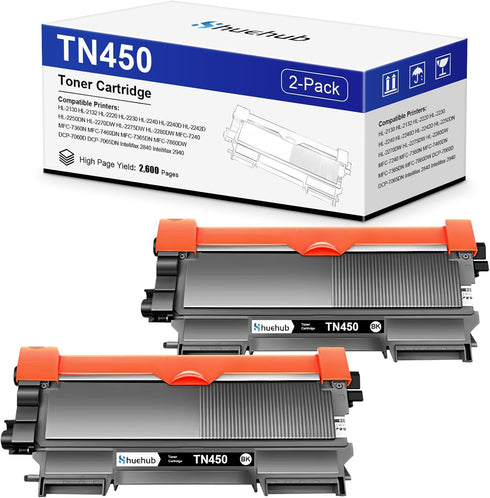 TN450 Black Toner Cartridge Replacement for Brother TN-450 TN420 (2 Pack) for HL-2270DW HL-2230